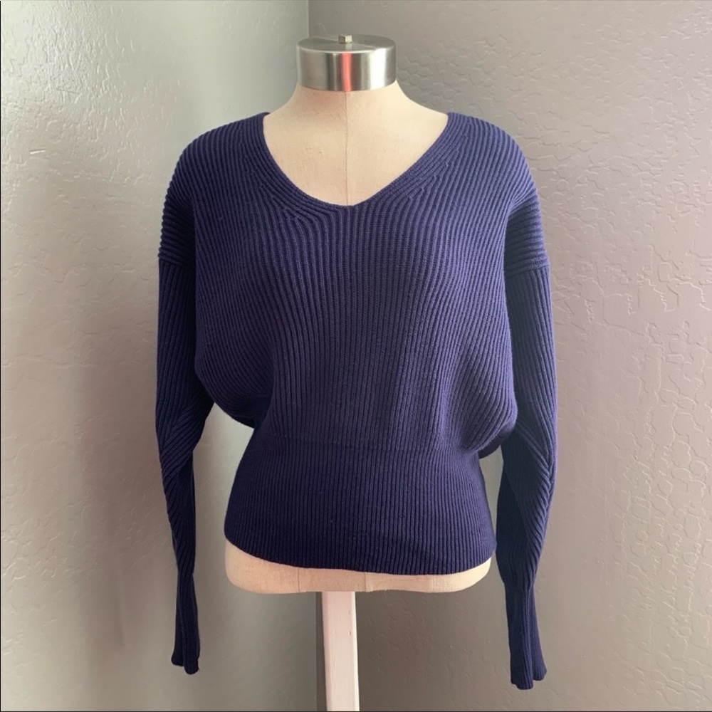 Free People Navy Blue Ribbed Sweater - Picture 2 of 6